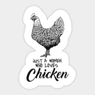 'Woman Who Loves Chicken' Silly Chicken Lady Gift Sticker